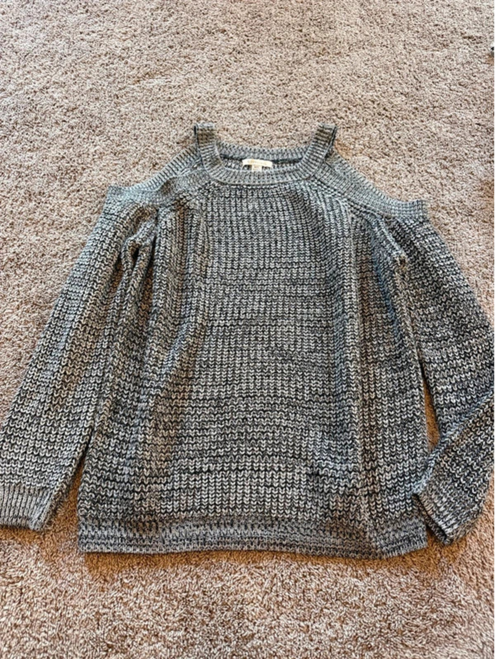 Cold-Shoulder Gray Knit Sweater